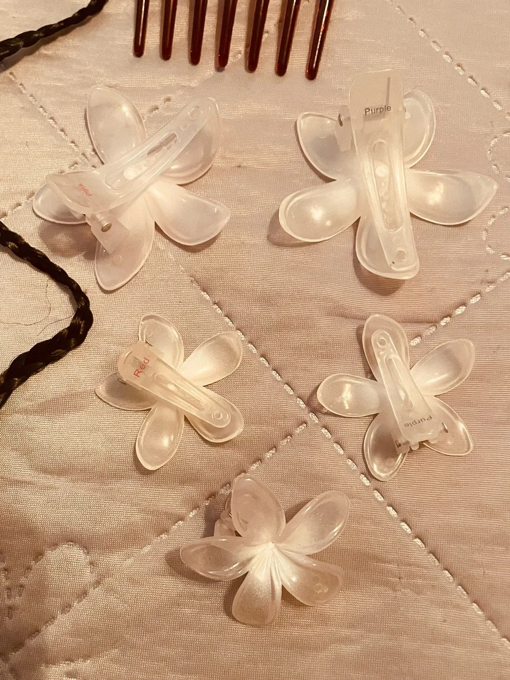Pearl Floral Hair Comb Set - White and Pink Decorative Hair Accessories